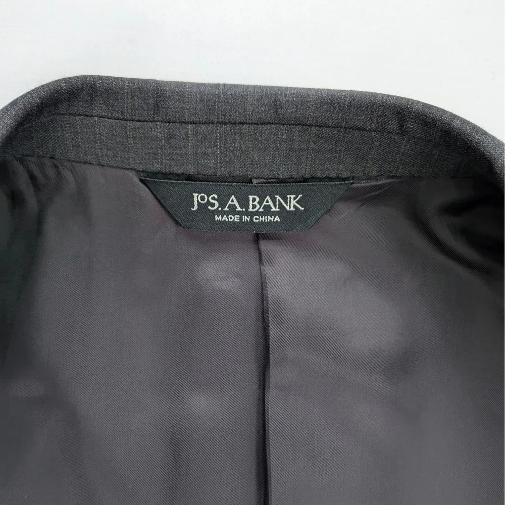 🧥 Jos A Bank Signature 100% Wool Blazer Charcoal Gray 44R Classic